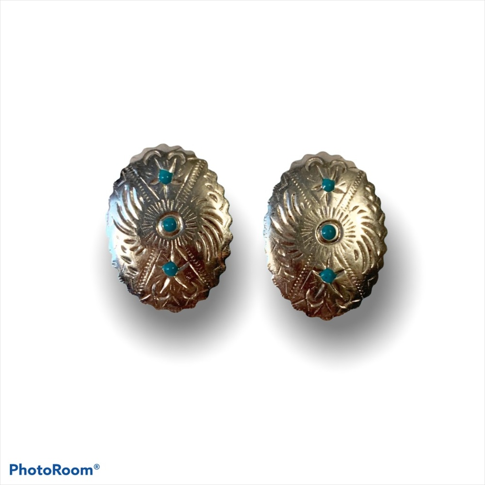 Vintage 80’s Silver and Turquoise Fashion Earrings